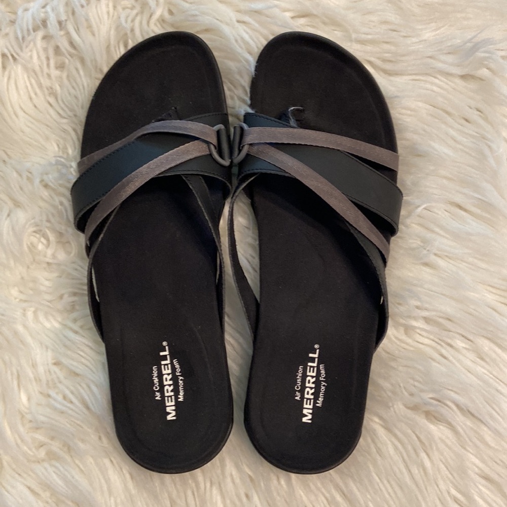 Merrell AirCushion Memory Foam sandals size 11 BNWOT black and gray color - Picture 9 of 16